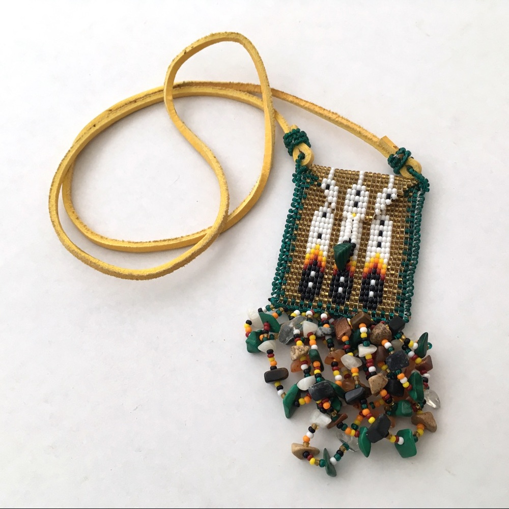 Handmade Native American Gemstone Beaded Bag
